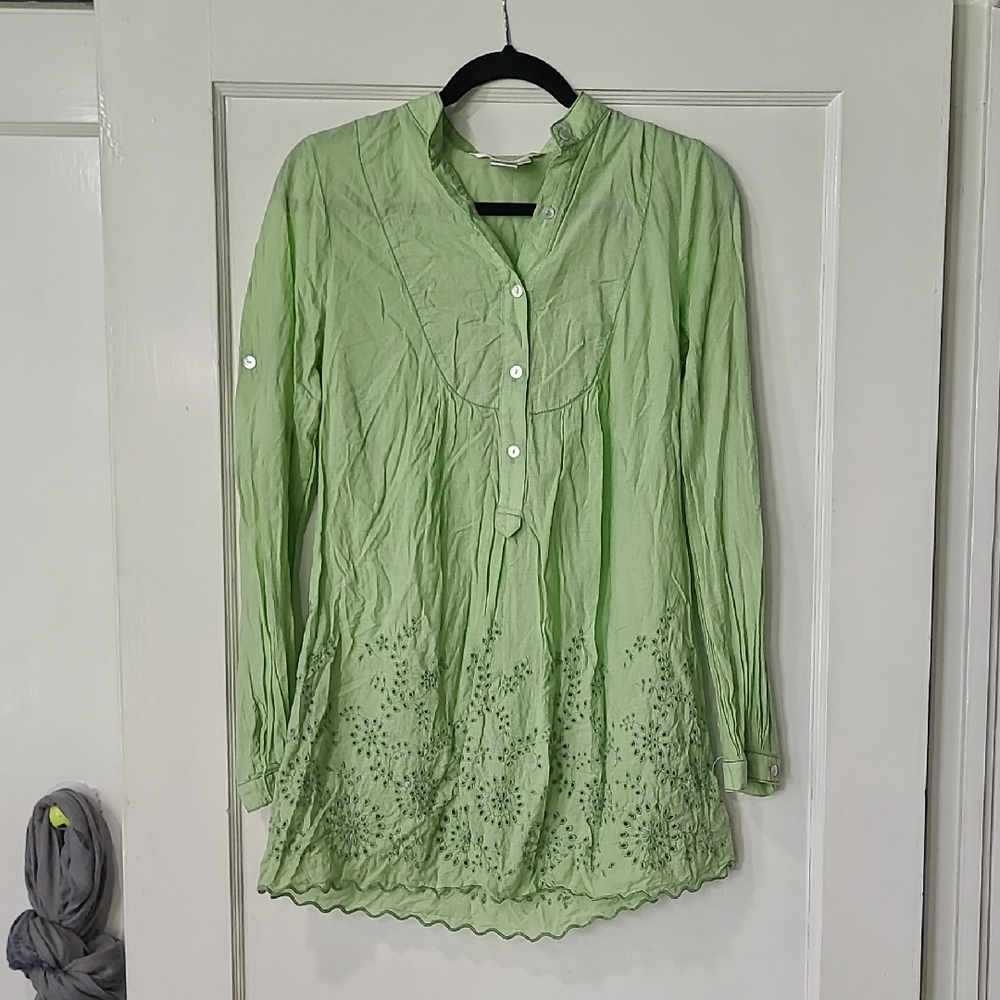 Women's Green Embroidered Top